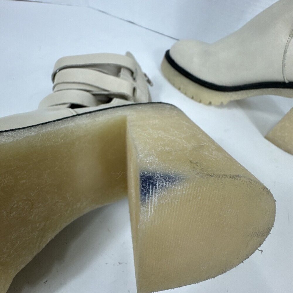 Free People Jesse Cut Out Boots Frost (Creme) 39/8.5 Leather New With Flaws Lug - Picture 6 of 16